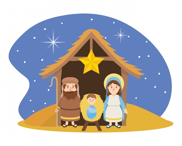 Pesebre Navideño De Dibujos Animados Vector Premium 1326