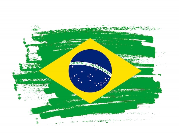 Pincelada Bandera De Brasil Vector Premium