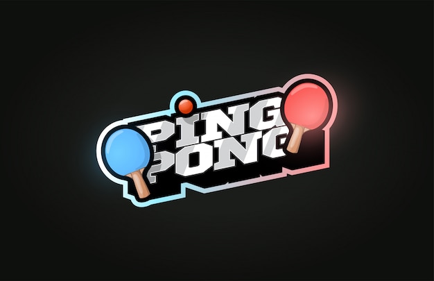 Ping Pong Logotipo Del Deporte Profesional Moderno En Estilo Retro