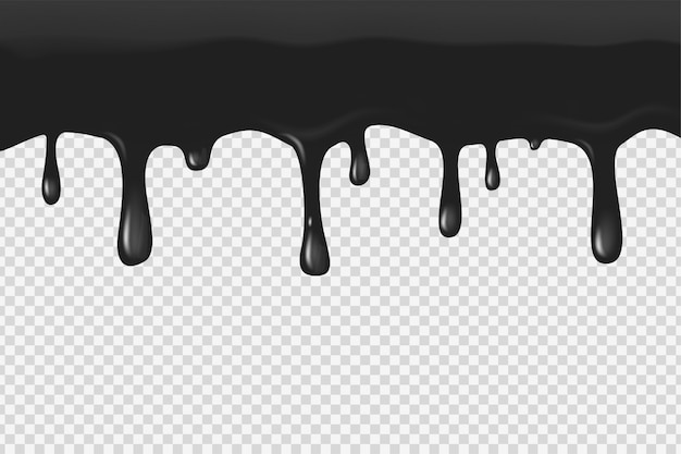 Pintura Negra Que Fluye Sobre Un Fondo Transparente Vector Premium