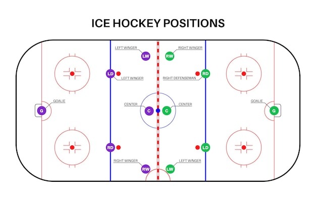 Pista De Hockey Sobre Hielo Aislado Ilustración Vectorial Plana Marcado Gráfico Del Campo De 3652