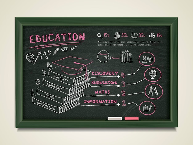 Pizarra Creativa Con Elementos Educativos Dibujados Con Tiza | Vector ...