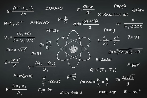 Pizarra Con Fondo De Fórmulas De Física De Ciencia Vector Premium 1727