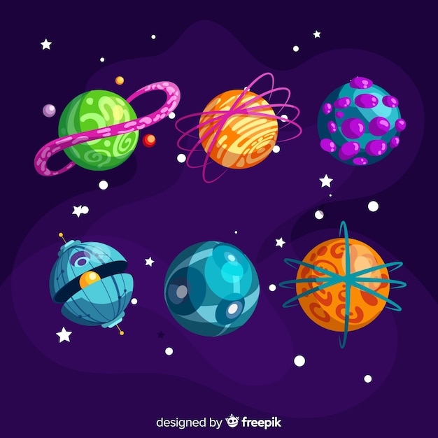 Planetas Coloridos Del Paquete Del Sistema Solar Vector Gratis 3519