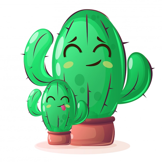 Plantas De Cactus En Estilo De Dibujos Animados Vector Premium 7124