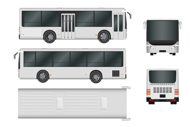 Plantilla De Autobús De La Ciudad Transporte De Pasajeros Desde Todos Los Lados Vista Desde 