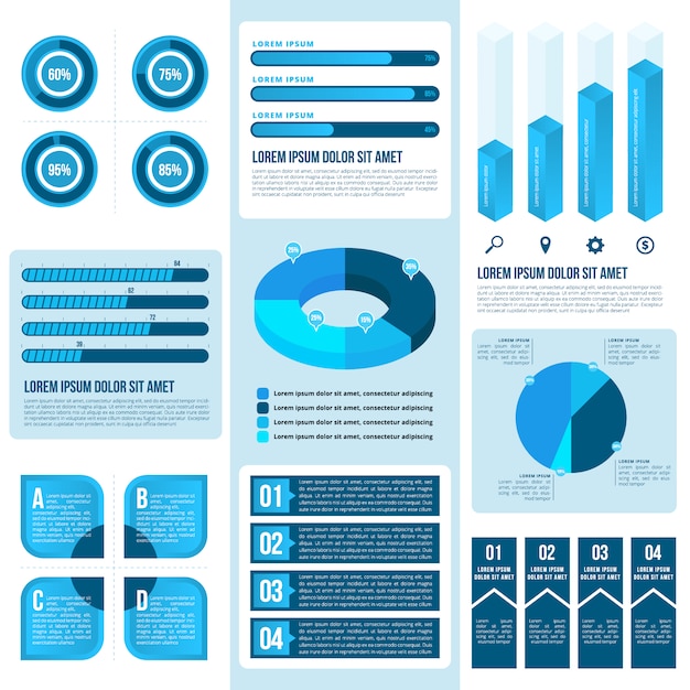 Plantilla Azul De Elementos De Infografía Vector Premium 1902