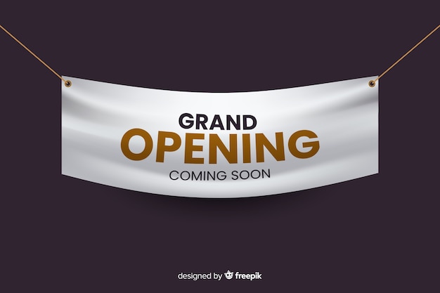 Plantilla de banner de gran apertura realista vector gratuito
