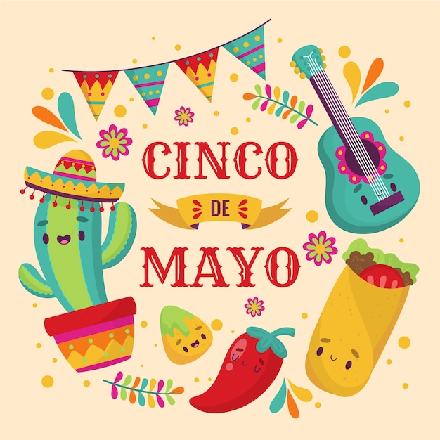 Plantilla de banners de cinco de mayo dibujados a mano Vector Gratis