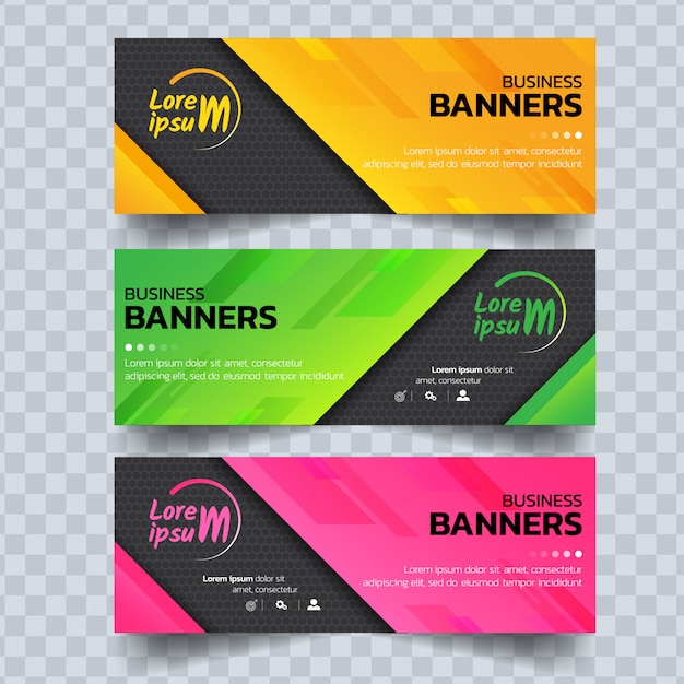 Plantilla De Banners Coloridos Abstractos Vector Premium