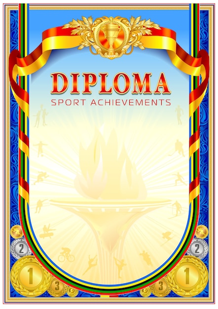 Plantilla En Blanco De Diploma De Deporte Vector Premium 7514