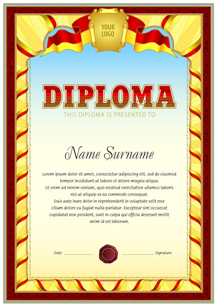 Plantilla En Blanco Del Diploma De La Vendimia Vector Premium