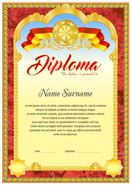 Plantilla En Blanco Del Diploma De La Vendimia Vector Premium