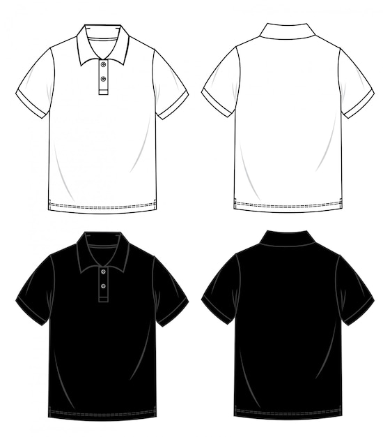 Plantilla De Boceto Plano De Moda Polo Shirt Vector Premium