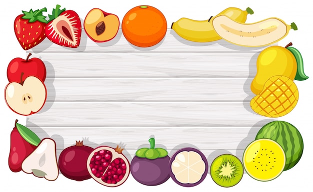 Plantilla De Borde Con Frutas Tropicales Vector Premium