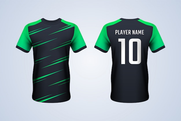 Plantilla de camiseta de fútbol negra y verde | Vector Premium