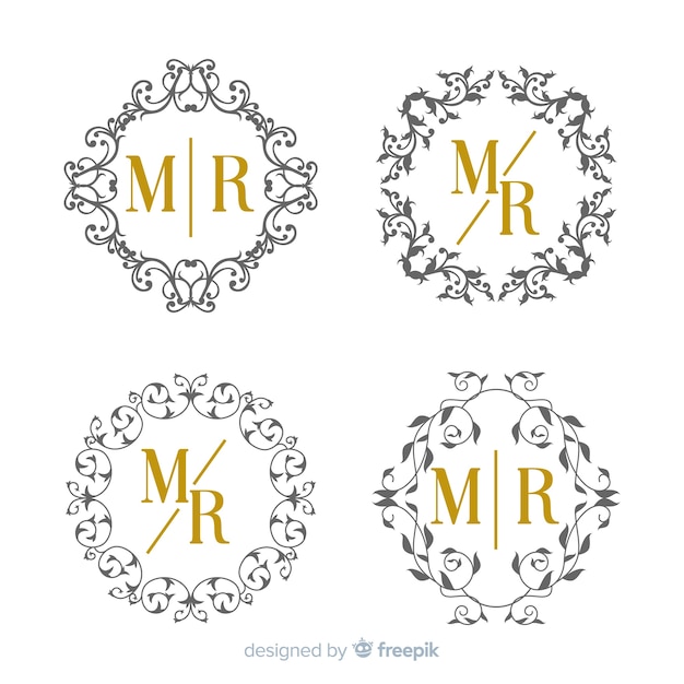 Plantilla De Colecci N De Monograma De Boda Vector Gratis