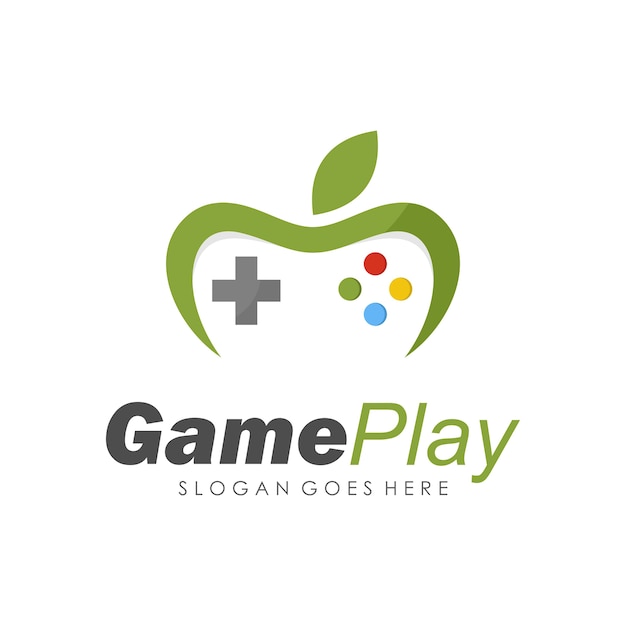 Plantilla de diseño de logotipo de apple videojuego de ...