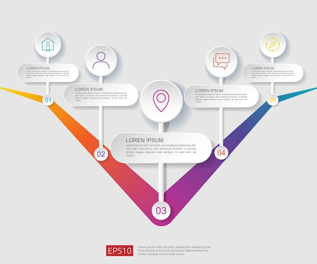 Cinco Diagrama De Flujo Infografia Plantilla Editable Para El Diagrama Images