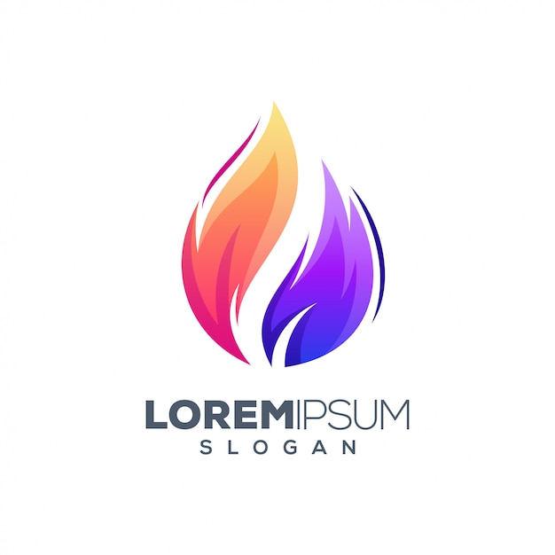 Plantilla de diseño de logotipo colorido fuego Vector Premium