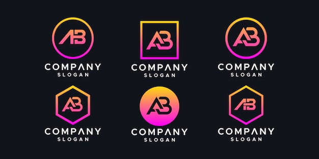 Plantilla de diseño de logotipo iniciales ab Vector Premium