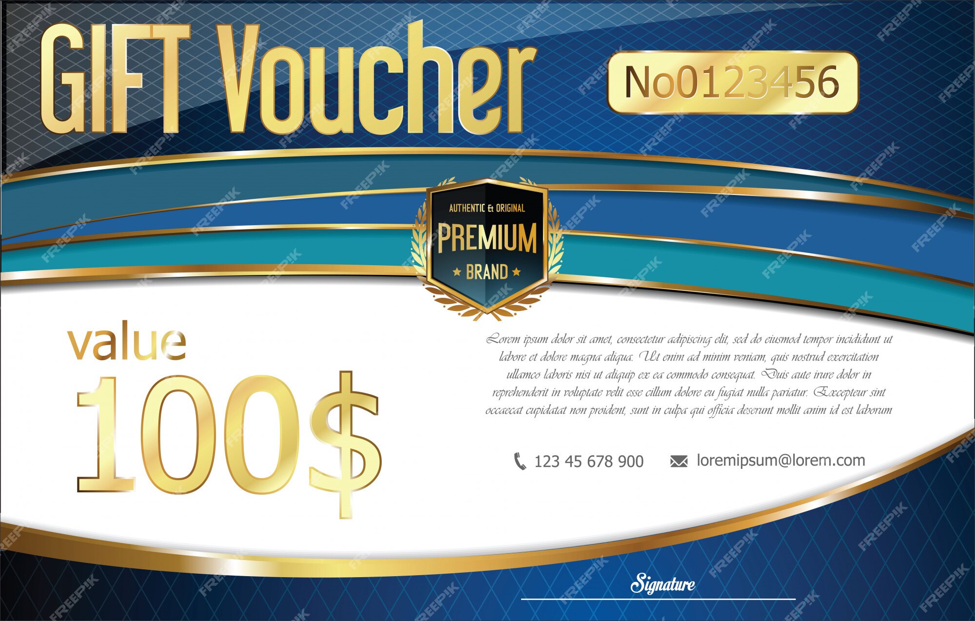 Plantilla de diseño retro de voucher de regalo Vector Premium