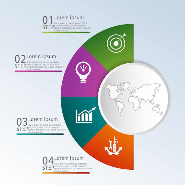 Plantilla De Infograf As Circulares Vector Premium