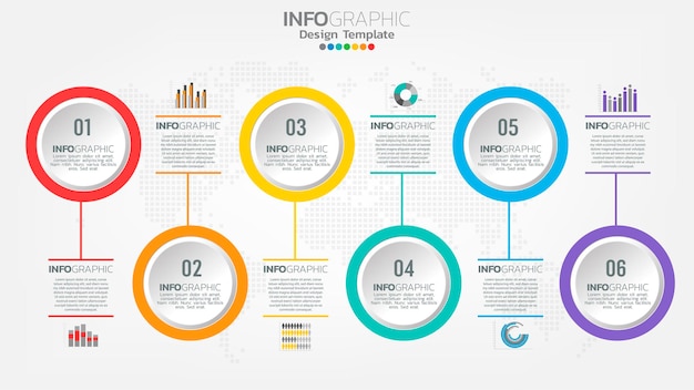 Plantilla De Infografías De Línea De Tiempo Con Gráfico De Proceso De Flujo De Trabajo De 6 8188