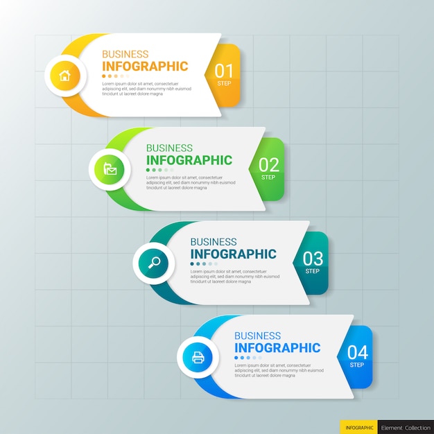 Plantilla De Infograf As De Negocios Con Cuatro Pasos Vector Premium