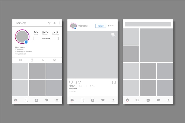 Plantilla De Interfaz De Perfil De Instagram Vector Premium