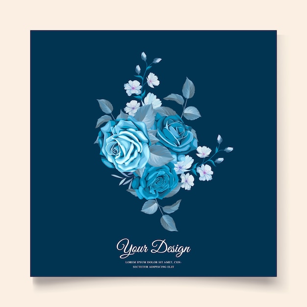 Plantilla De Invitación De Boda Floral Azul Clásico Vector Premium 4788