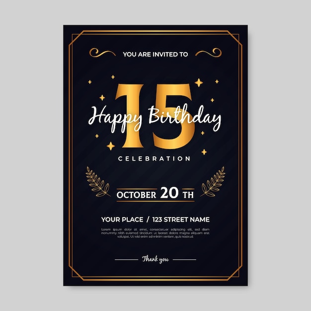 Plantilla de invitación de cumpleaños elegante Vector Gratis