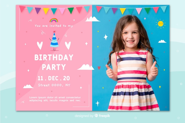 Plantilla de invitación de cumpleaños para niños | Vector Gratis