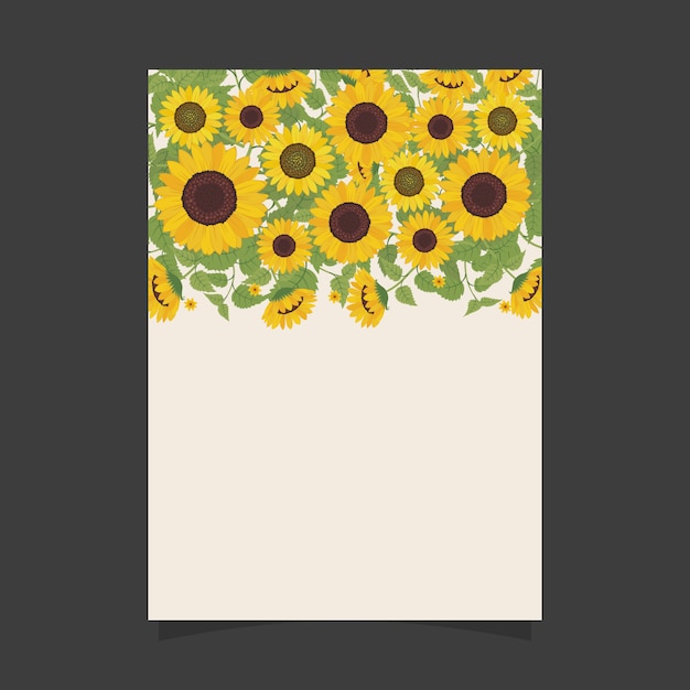 Plantilla De Invitación Floral Con Girasoles Vector Premium