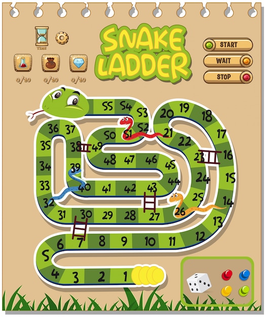 Una Plantilla De Juego De Escalera De Serpiente | Vector Premium