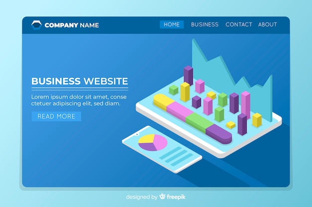 Plantilla de landing page de negocios vector gratuito
