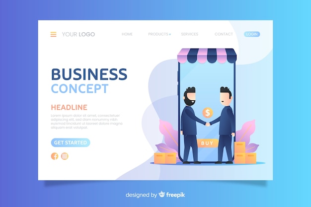 Plantilla de landing page de negocios vector gratuito