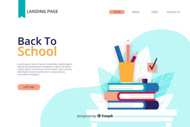 Plantilla de landing page de la vuelta al cole vector gratuito