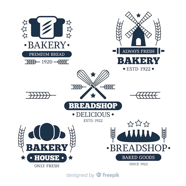 Plantilla de logo de panadería en diseño plano vector gratuito