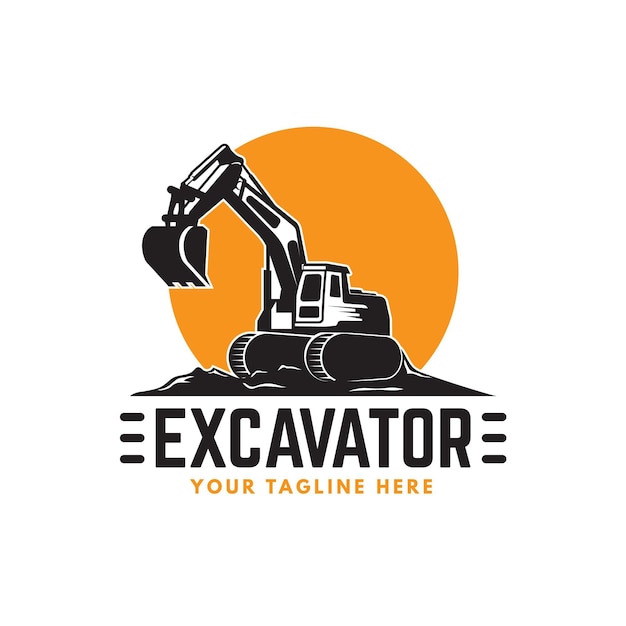 Plantilla de logotipo de excavadora y construcción Vector Gratis