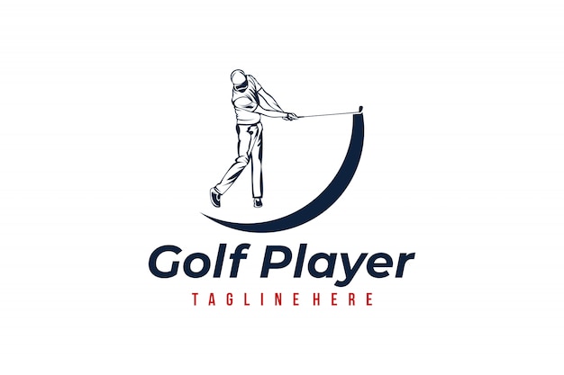 Plantilla De Logotipo De Jugador De Golf Vector Premium