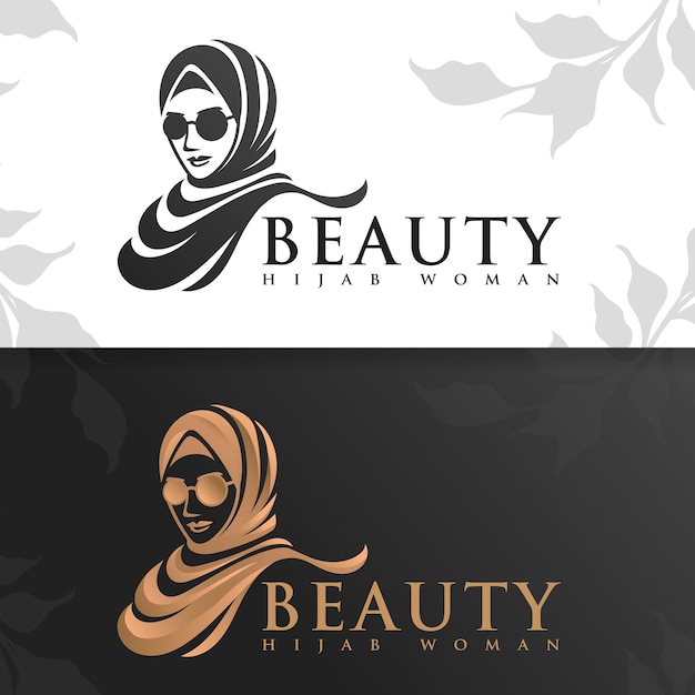 Plantilla De Logotipo De Mujer Hijab De Belleza Vector Premium