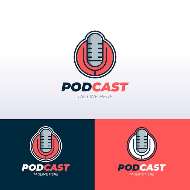 Plantilla De Logotipo De Podcast Detallada Vector Premium 