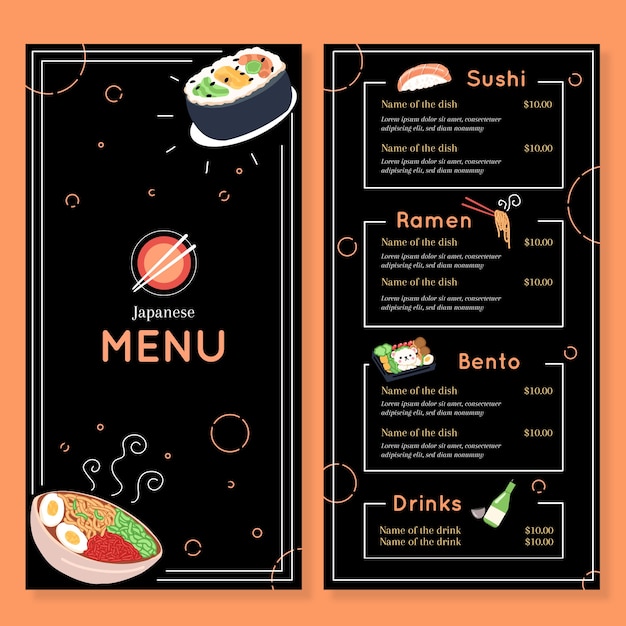 Plantilla de menú de sushi simple Vector Gratis