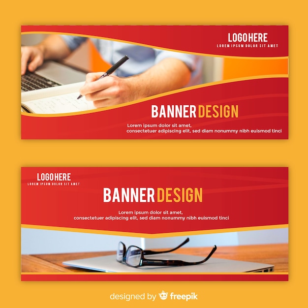 Plantilla Moderna De Banners De Negocios Con Foto Vector Gratis