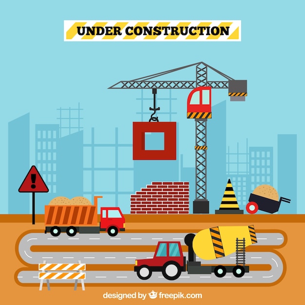 Plantilla plana en construcción vector gratuito