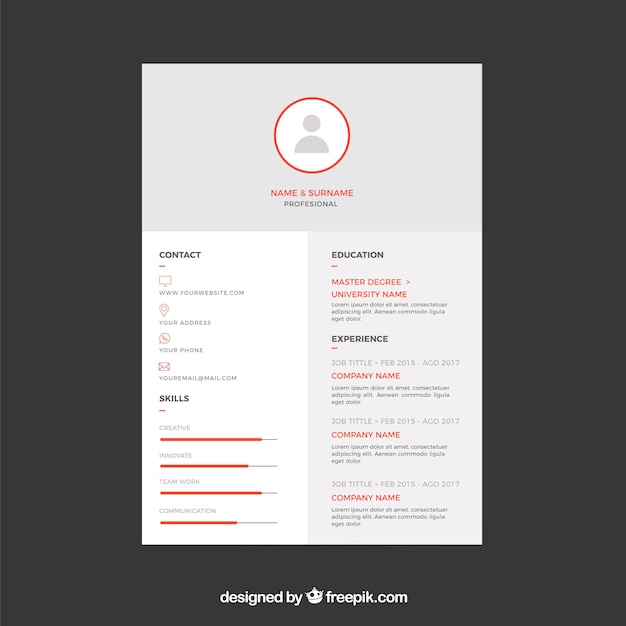 plantilla-plana-de-curriculum-vector-gratis