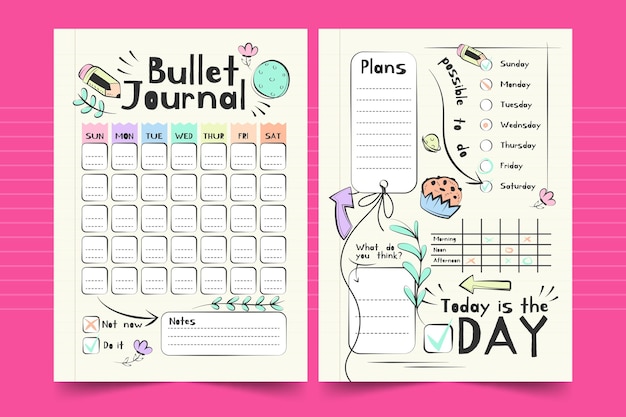 Plantilla De Planificador Semanal De Bullet Journal Vector Gratis 2118