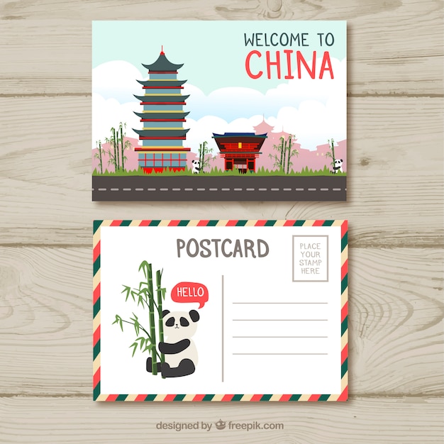 Plantilla De Postal De Viaje En Estilo Plano Vector Gratis