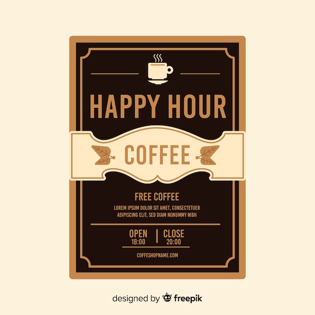 plantilla-de-p-ster-de-happy-hour-de-caf-delicioso-vector-gratis